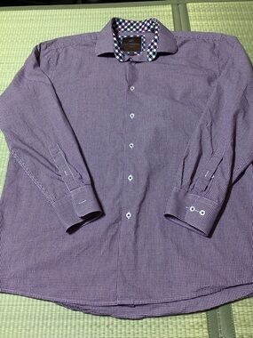 James Tattersall London Check Shirt 17.5 34/35 Red Long Sleeve Button Up Classy